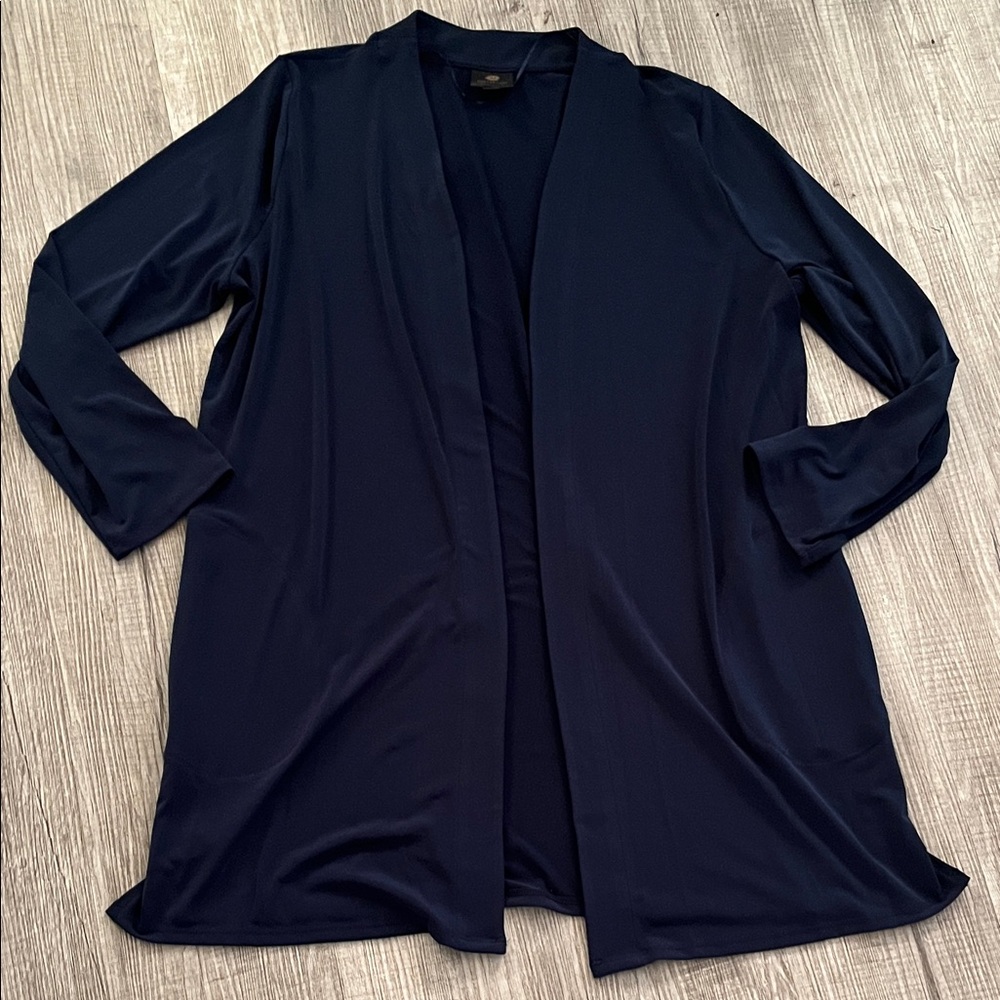 JM Collection Deep Blue Cardigan - Picture 2 of 8